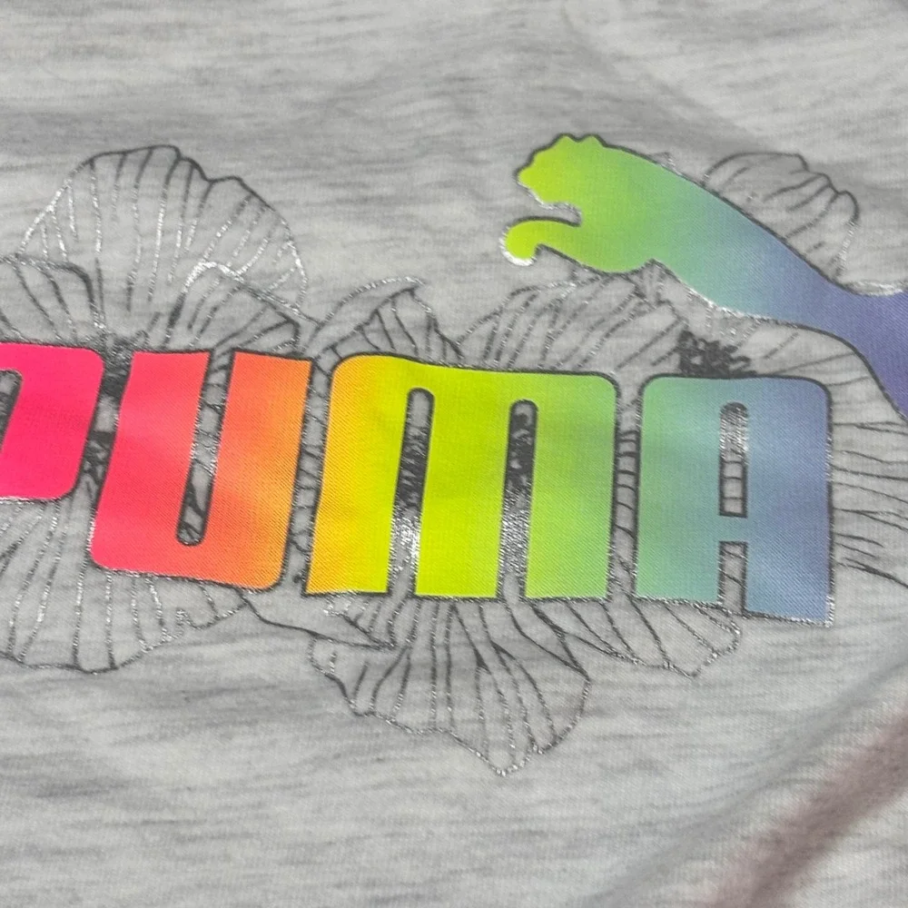 Puma Girls 2 Piece Activewear Set Grey Rainbow Logo Shirt Pink Skort Size 6 - Picture 4 of 7